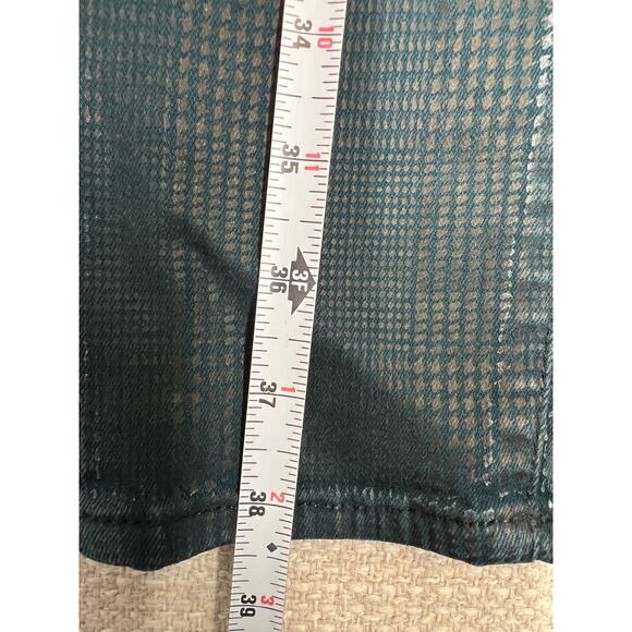 HUDSON Jean Coated Geometric Print Dark Green Nico Super Skinny Denim Midrise 26 - Picture 8 of 16